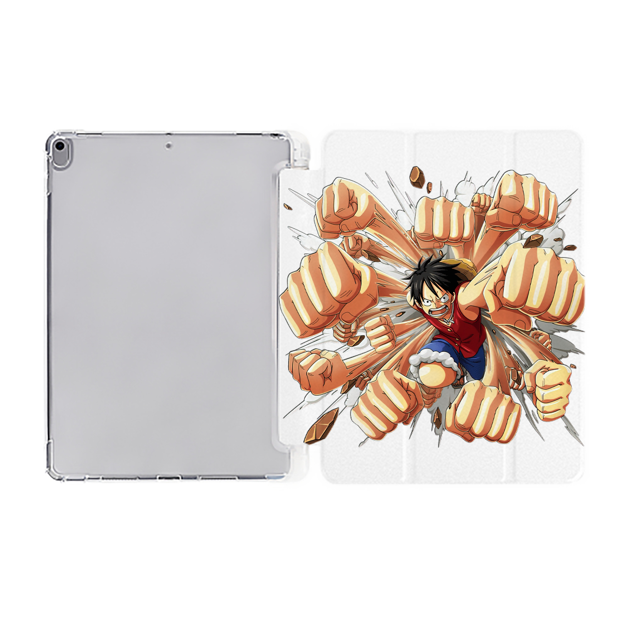 （画像用） ワンピース モンキー・D・ルフィ ONE PIECE Monkey D. Luffy IPad ケース ペン収納付き 三つ折りスタンド PUレザー×シリコン 対応機種9.5/10.5/10.9インチ